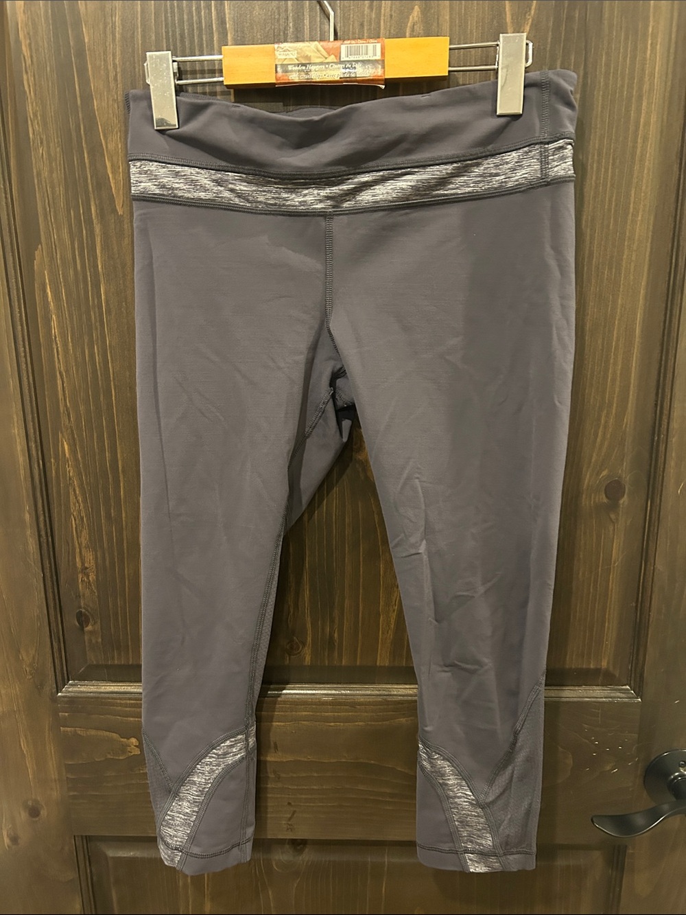 lululemon athletica Charcoal Cropped Capri Leggings with Heathered Trim